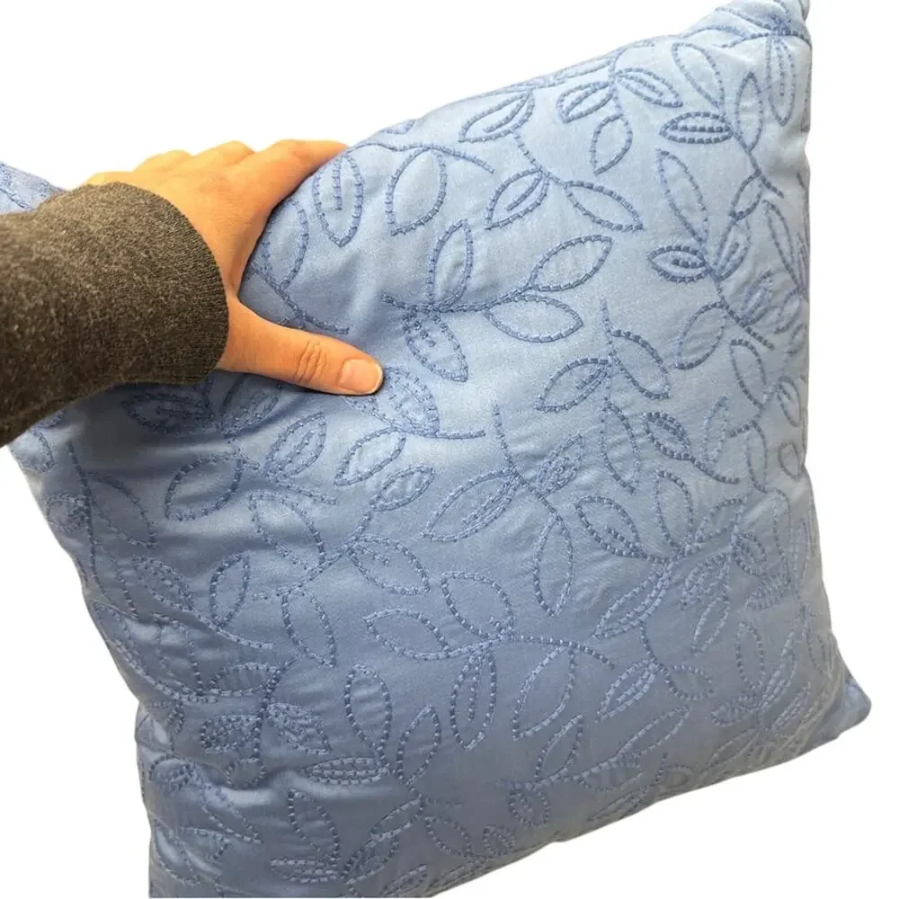 Macys Charter Club Blue Embroidered Square Throw Pillow 16in Accent